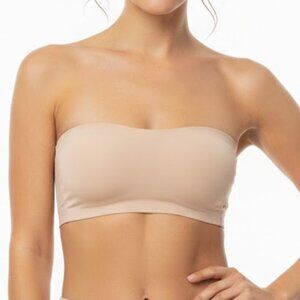 NWT OEAK Strapless Bandeau Bra Large L Nude Wireless Non-Slip Push Up Seamless